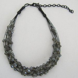 Antique Ornate Choker Necklace blue Art Deco Lovely Old Metal, Beaded Piece